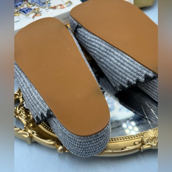 🆕 LOEFFLER RANDALL 🧿 NWOB Theo Embroidered Raffia Platform Sandal, Blue Sz 7.5 - Picture 14 of 14